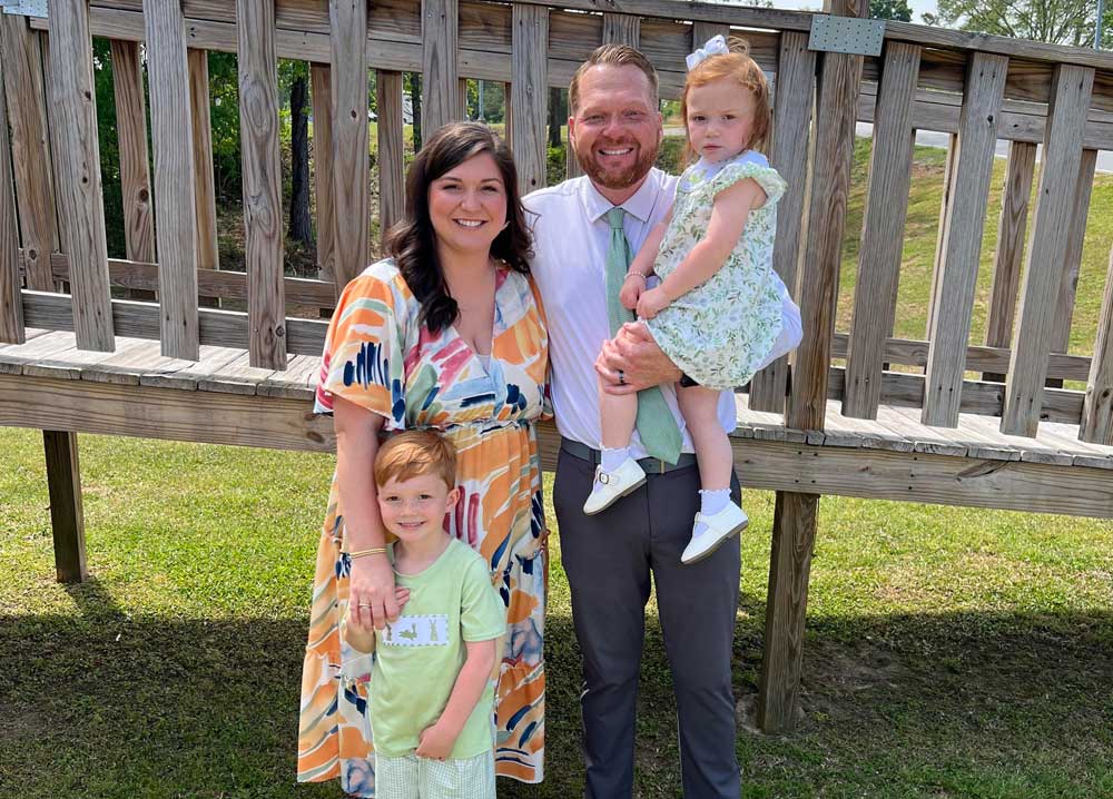 Minister Chance Goodwin with his wife, Katie, and their children, Brooks and Rory Kate
